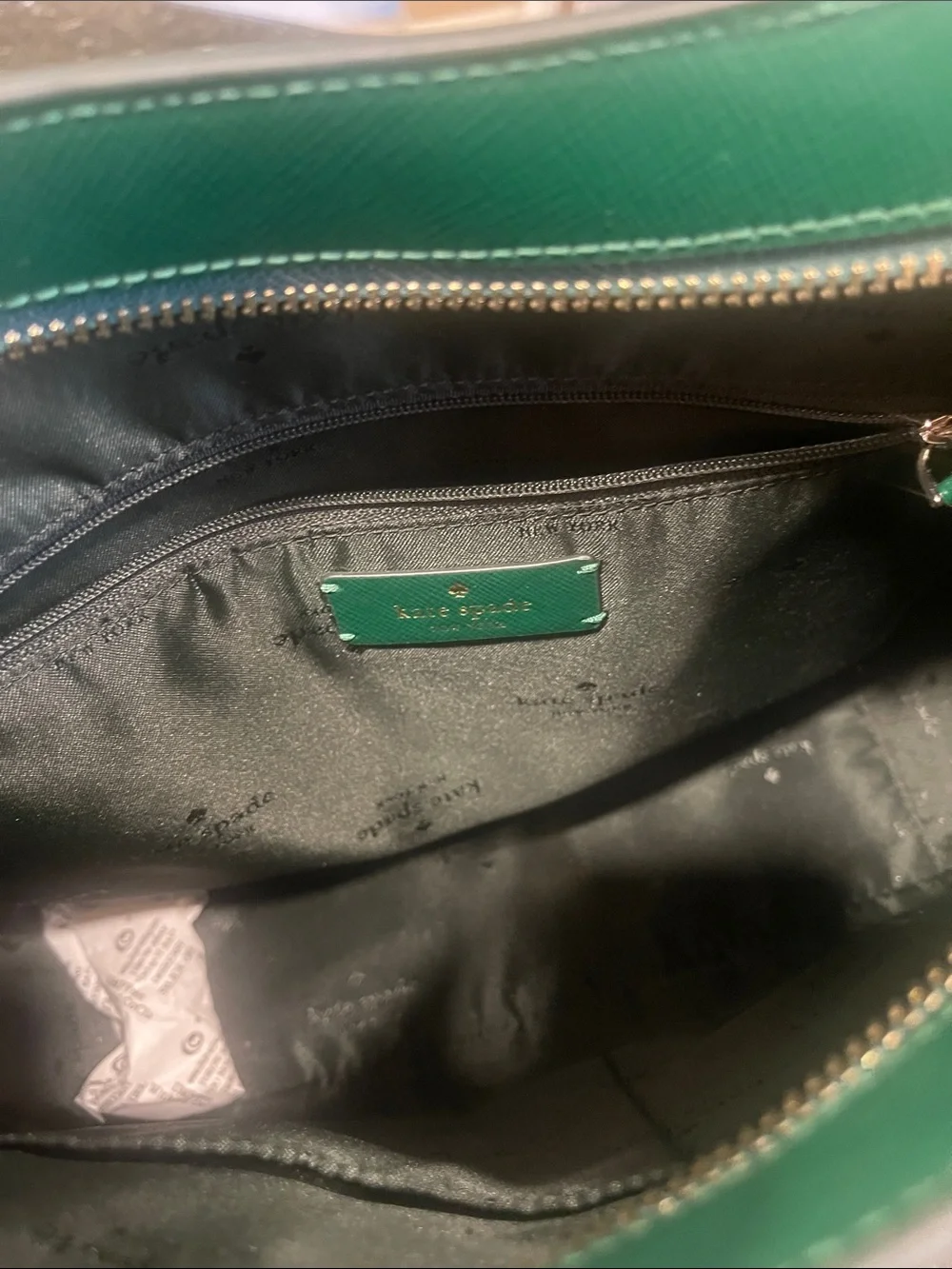 kate spade Green Saffiano Leather Shoulder Bag with Gold Hardware